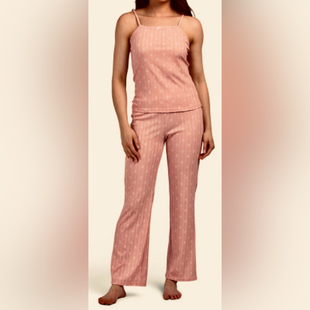 Better Together 3 Piece Pink Sleep Set Pointelle Bow Cami,Shorts,Pants Sz S NWT
